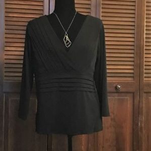 Black Dressy Wool like Top with 3/4" Sleeves